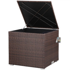 Kissenbox | Polyrattan | 318L | Braun | Cube Design | Wetterfest